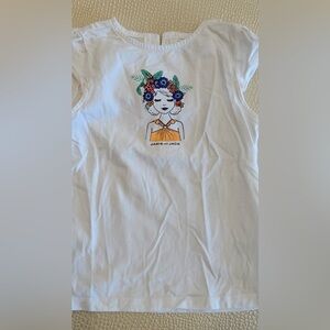 Janie and Jack White Tank with Floral Girl Graphic